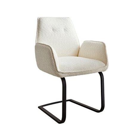 DELIFE Jídelní židle Zoa-Flex konzolová podnož plochá černá bouclé bílý