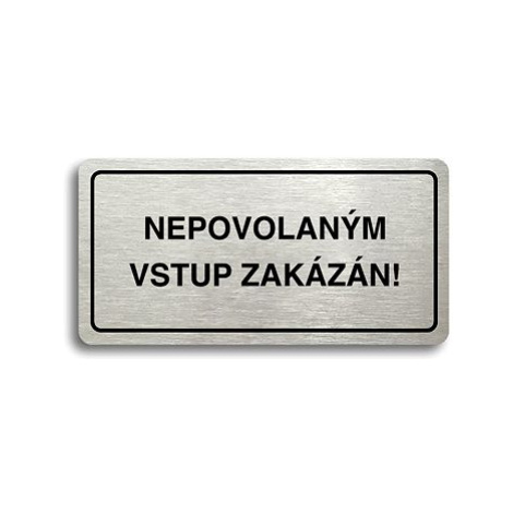 Accept Piktogram "NEPOVOLANÝM VSTUP ZAKÁZÁN" (160 × 80 mm) (stříbrná tabulka - černý tisk)