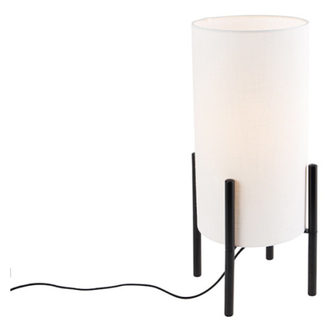 Designová stolní lampa černé lněné odstín bílé - Rich QAZQA
