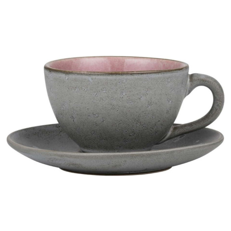 Růžovo-šedý šálek na cappuccino z kameniny 220 ml Mensa - Bitz