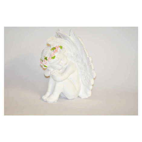 PROHOME - Anděl sedící bílý 13cm