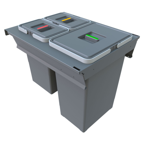 Vestavný odpadkový koš Elletipi SQUARE 2.0 - výsuvný, 24+8+8 L, 45 cm, PA3 INC5045A