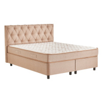 Postel Boxspring Kerem 180x200, béžová, vč. matrace a topperu