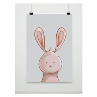 Šedý dekorační plakát s malovaným zajíčkem