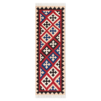Červený oboustranný ručně tkaný vlněný běhoun 60x190 cm Kamal Rami – Nouristan