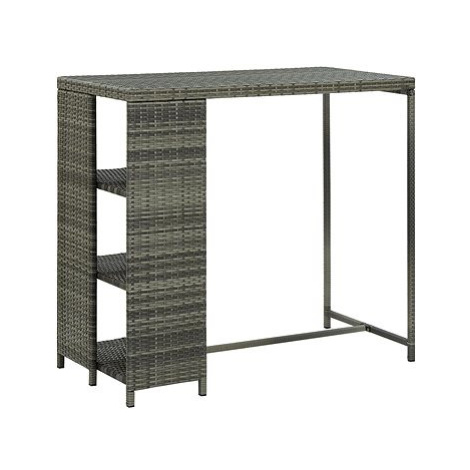 Barový stolek s úložným regálem šedý 120x60x110 cm polyratan SHUMEE