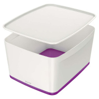 Bílo-fialový úložný box s víkem Leitz Office, objem 18 l