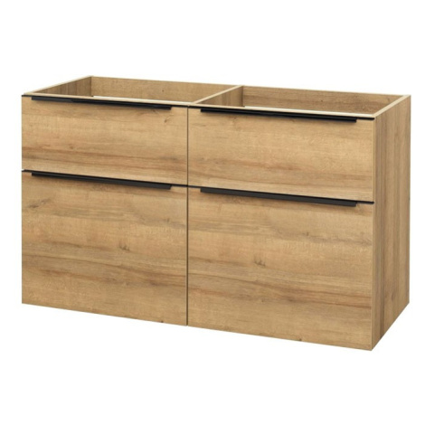 Mereo Mailo, koupelnová skříňka 121 cm, dub Riviera, černé madlo CN523SB