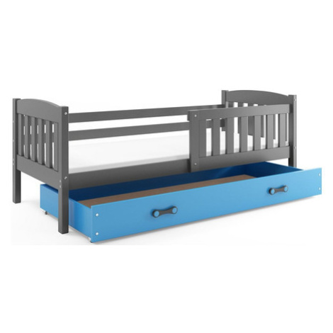 Dětská postel KUBUS s úložným prostorem 80x190 cm - grafit Modrá BMS