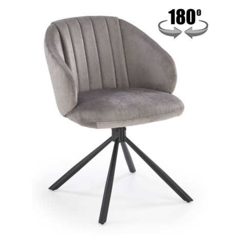 Jídelní otočné křesílko MERK — kov, látka, šedá Halmar