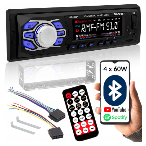 Bluetooth Autorádio 1-DIN Usb Sd Aux Mikrofon Dálkové Ovládání Baterie Sada