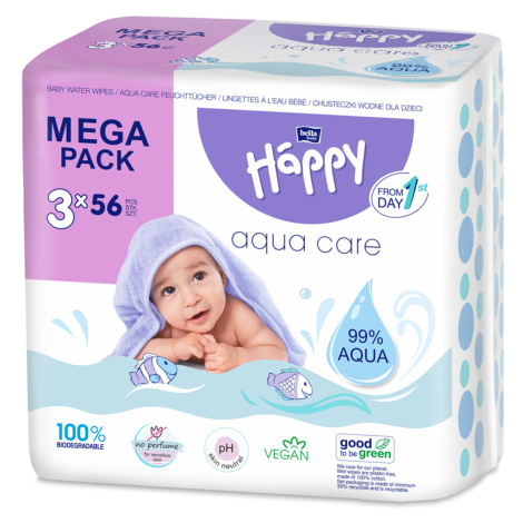 HAPPY Baby - mega pack čistící ubrousky Aqua care 56 x 3 ks