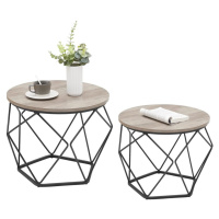 Sada 2 konferenčních stolků, industriální styl, světle hnědá