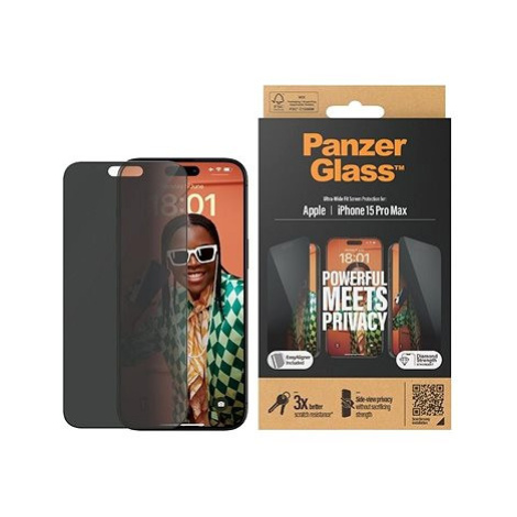 PanzerGlass Privacy Apple iPhone 15 Pro Max s instalačním rámečkem