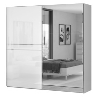 Dvoudveřová posuvná skříň tiana se zrcadlem š.230cm-bílá - s led