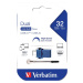 VERBATIM Flash Drive 32GB Store 'n' Go Dual Drive USB 3.0/USB Type-C, modrá