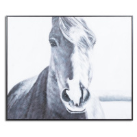 Estila Ručně malovaný obraz Kůň s černým dřevěným rámem 100x120
