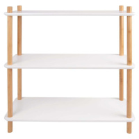 Bílý regál s bambusovými nohami Leitmotiv Cabinet Simplicity, 80 x 82.5 cm