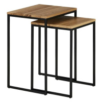 Přístavný stolek FERRO II černá/dub, set 2 ks