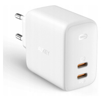 Aukey vysokorychlostní síťová Nabíječka 2xUSB-C Qc 3.0 Pd 3.0 6A 65W GaN Power