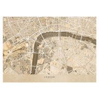 Mapa Sepia vintage map of London downtown, Blursbyai, 40 × 30 cm