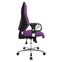 Topstar Otočná židle pro operátory, s područkami, výška opěradla 600 mm, potah fialový