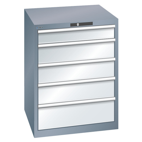 LISTA Zásuvková skříň, 5 zásuvek, š x h x v 717 x 725 x 850 mm, šedá metalíza / světle šedá, nos