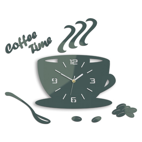 Moderní nástěnné hodiny COFFE TIME 3D GRAY