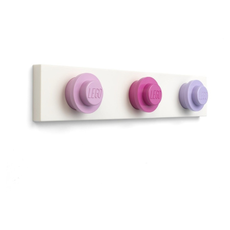 Lego® věšák na zeď, 3 ks - růžová, purpurová, fialová