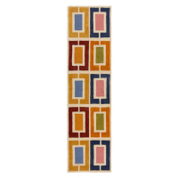 Flair Rugs koberce Ručně všívaný běhoun Illusion Retro Blocks Multi - 60x230 cm