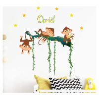Sada nástěnných samolepek s opicemi a písmeny Ambiance Monkey