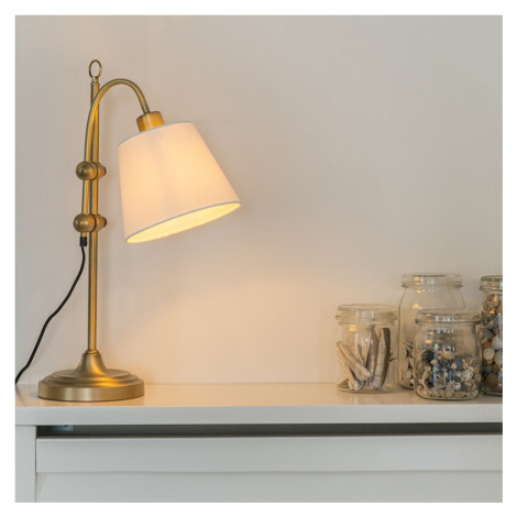 Klasická stolní lampa bronzová s bílým odstínem - Ashley QAZQA