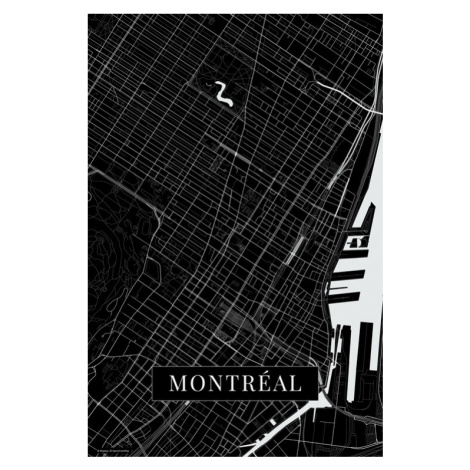 Mapa Montreal black, (26.7 x 40 cm)