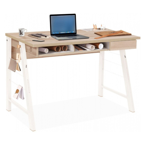 Malý studentský psací stůl veronica - dub světlý/bílá