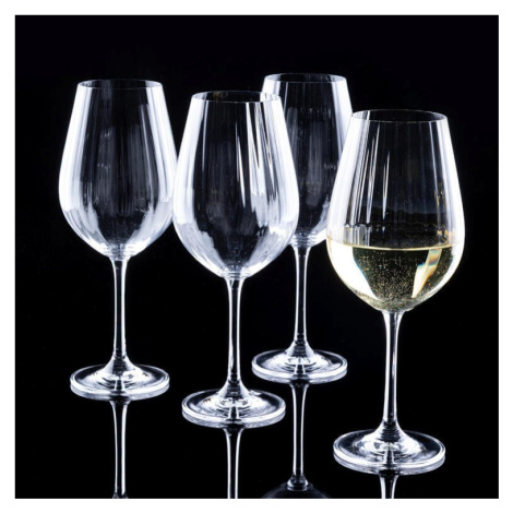 Sada 4 ks křišťálových sklenic na bílé víno s jemnou vlnkou 520 ml decoDoma