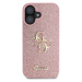 Zadní kryt Guess PU Fixed Glitter 4G Metal Logo pro Apple iPhone 16, růžová