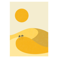 Ilustrace Desert landscape, camels on dunes illustration, Natalya Nepran, 30 × 40 cm