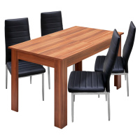 Jídelní stůl rozkládací GHAMUBAR + 4 židle SNAEFELL, černá