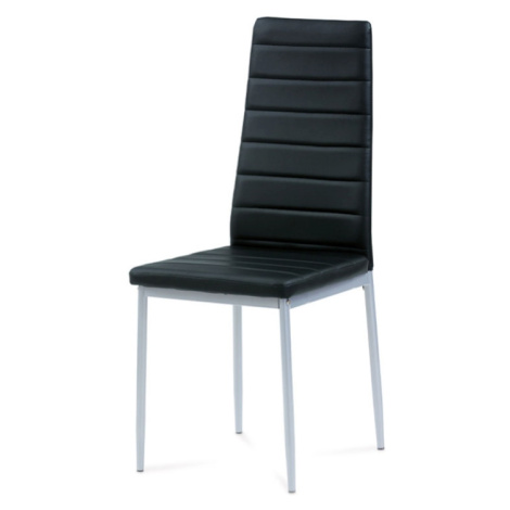 Jídelní židle TYSON, koženka černá / šedý lak DOPRODEJ Autronic
