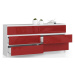 Ak furniture Komoda Rollo V 160,4 cm bílá/červená lesklá