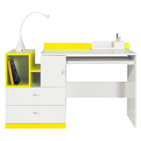 Psací stůl Mobi 130 cm, bílá / žlutá