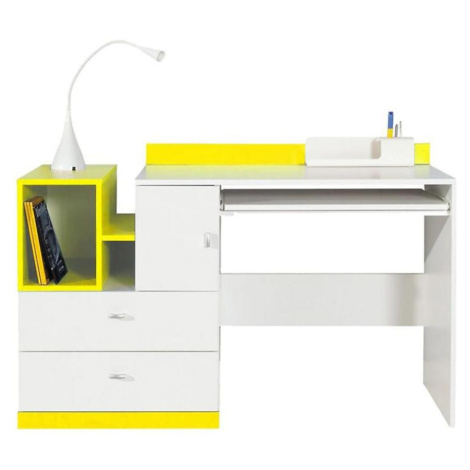 Psací stůl Mobi 130 cm, bílá / žlutá BAUMAX