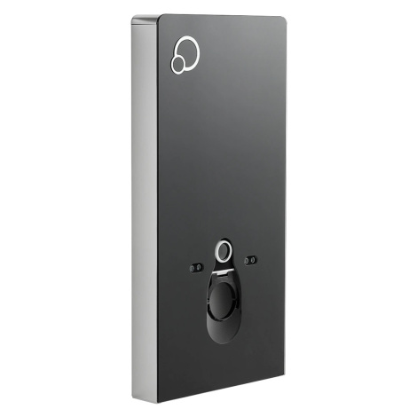 Kompletní WC set Modul/Cesso - černá lesklá - integrované WC tlačítko - pneumatický modul - 49x3