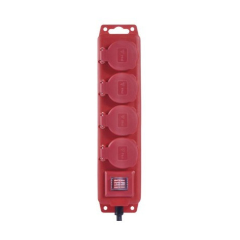 EMOS Prodlužovací kabel s vypínačem, krytkou a 4 zásuvkami 1,5 mm² LEE 10 m černo-červený