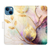 iSaprio flip pouzdro Gold Leaves 02 pro iPhone 13