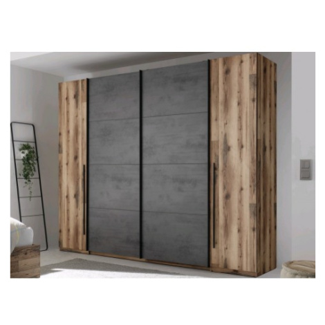 Šatní skříň Sarnia, 312 cm, srubová prkna/tmavý beton Asko