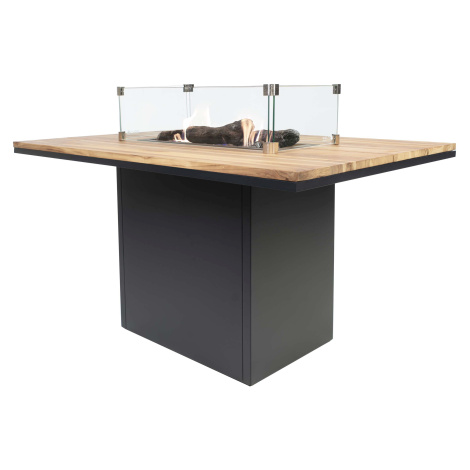 Krbový plynový stůl Cosiloft 120 vysoký jídelní stůl černý rám / deska teak (neobsahuje sklo) CO
