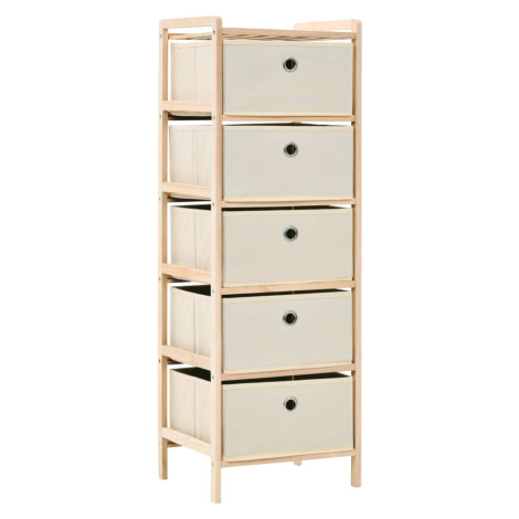 vidaXL Úložný regál s 5 látkovými košíky cedrové dřevo béžový