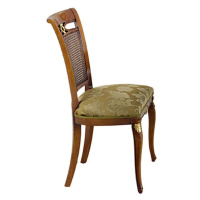 Estila Luxusní rustikální jídelní židle Pasiones s ratanovou opěrkou a čalouněnou sedací částí s