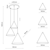 TK Lighting Závěsné svítidlo Cono, třísvětelné, kulaté, barevné, různé velikosti